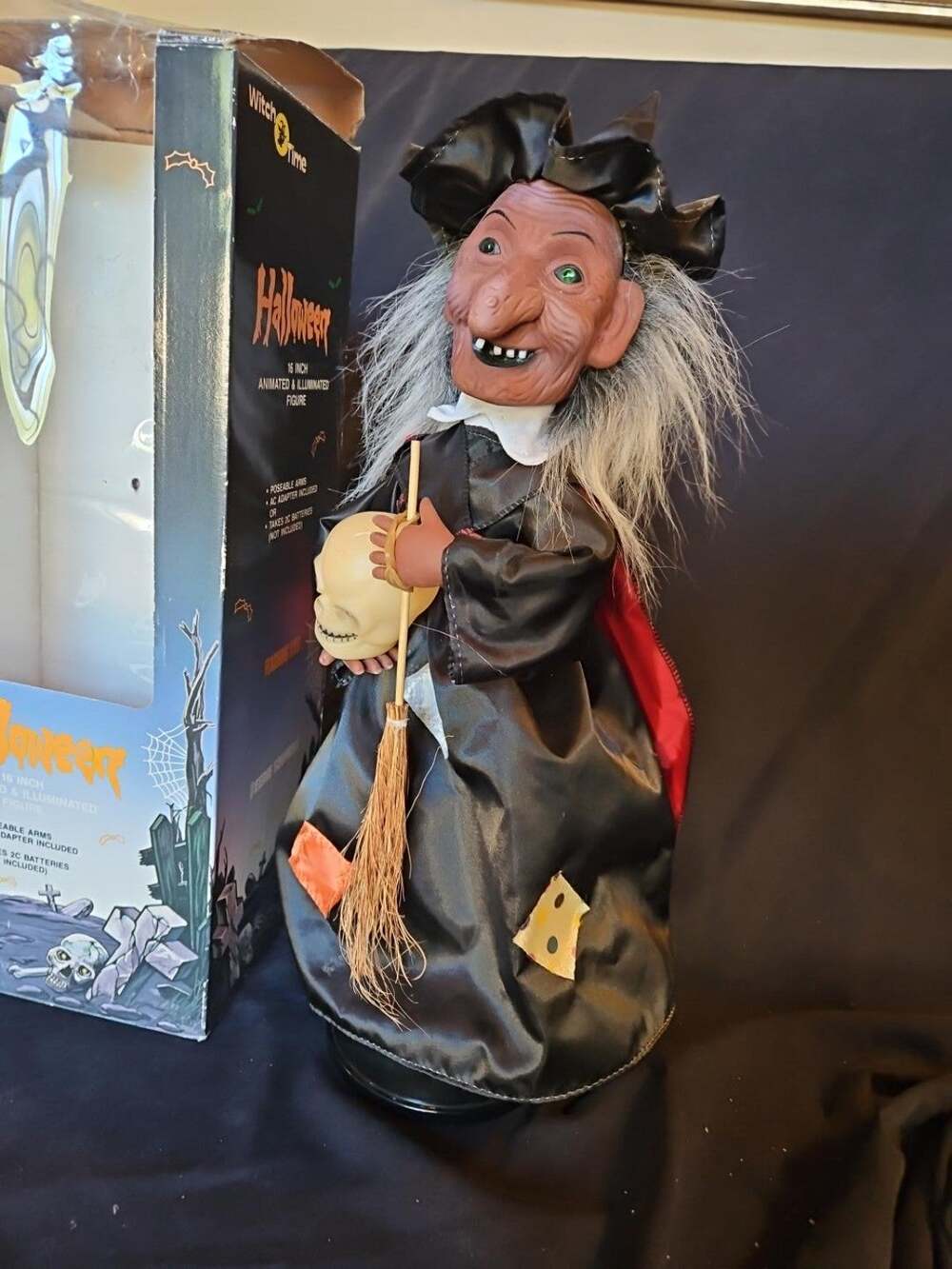 Vintage Witch Time Betta 16" Animated Halloween Witch Figure AS IS